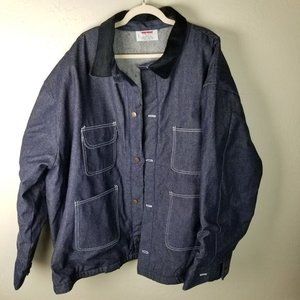 Bob Barker Men's 4XL Denim Prison Jacket Barn Fleece Lined Work Utility Jacket